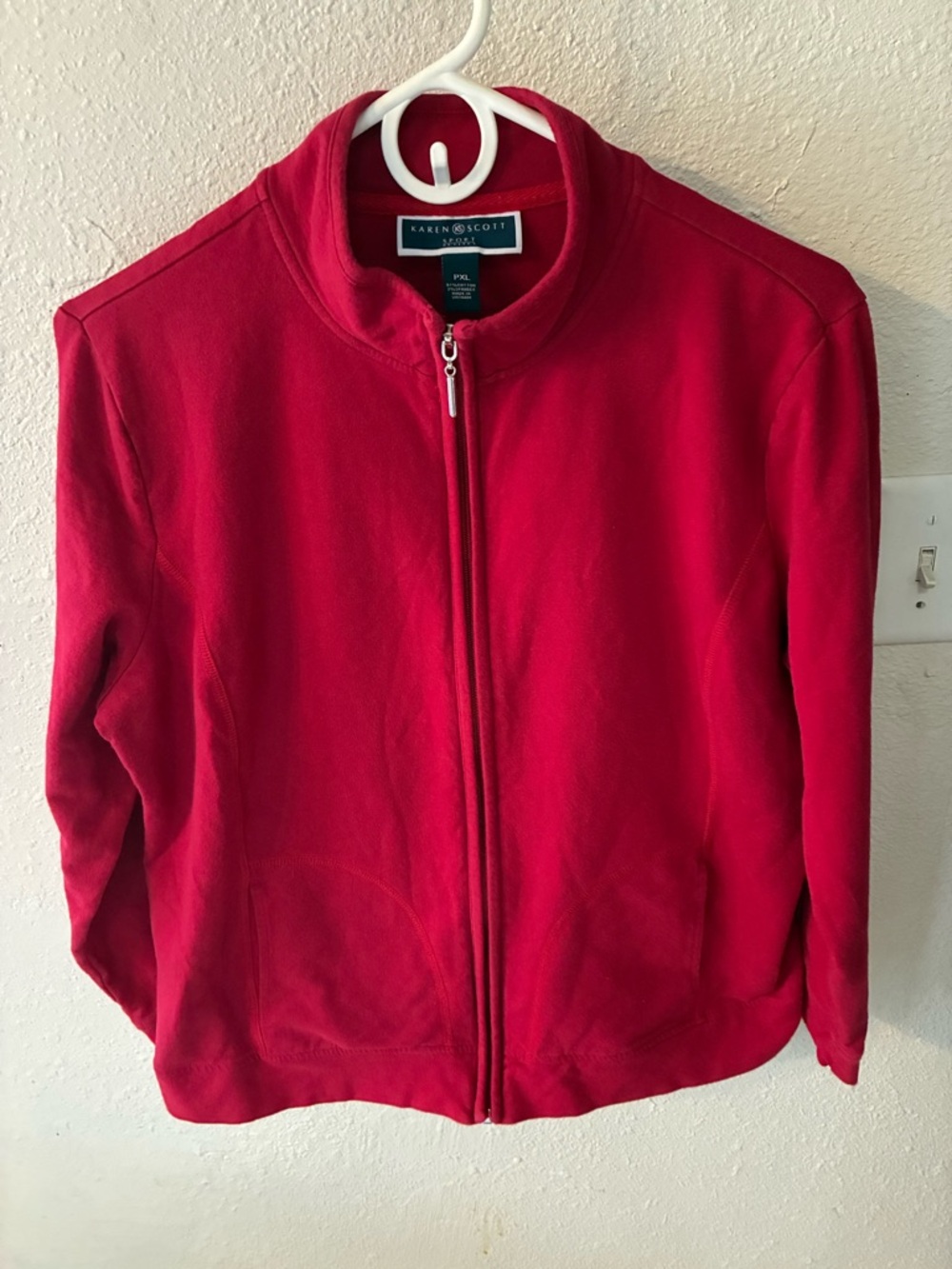 Karen Scott Sport Petites Zip Front Knit Jacket